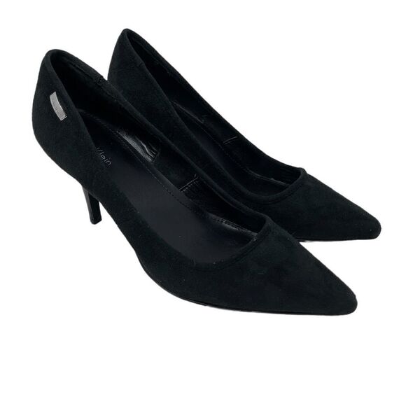 Calvin Klein Shoes Pumps Nitza Black Suede Women's Size 7.5 Heel 3" - Picture 1 of 10